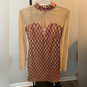 See through Mesh Woman’s fancy mini Dress.